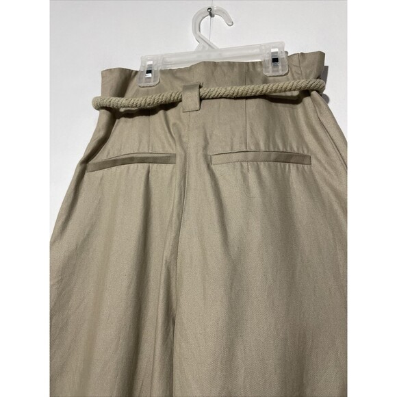H&M‎ Pants Womens 2 Paperbag Waist Wide Leg Khaki Boho Beachy Grunge Streetwear - Picture 8 of 14